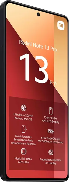 Xiaomi Redmi Note 13 Pro 16,9 cm (6,67 collas) viena SIM karte Android 13 4G C tips USB 8 GB 256 GB 5000 mAh melns