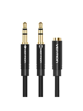 Cable Audio 2x 3.5mm male to 3.5mm female Vention BBUBY 0.3m Black