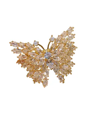 Glittering Gold-Plated Brooch Butterfly Gold