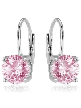 Silver earrings with pink zircons AGUC2233