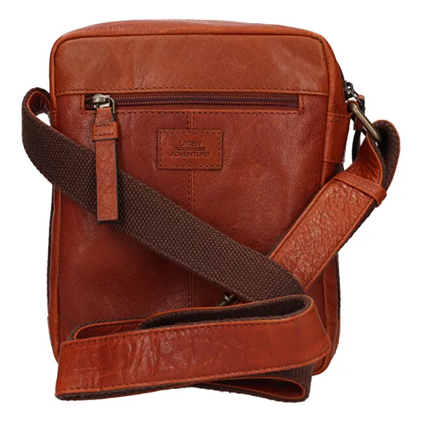 Men's leather crossbody bag 290602 COGNAC