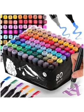 Alcohol markers with bag 80 pcs nukido nk-912