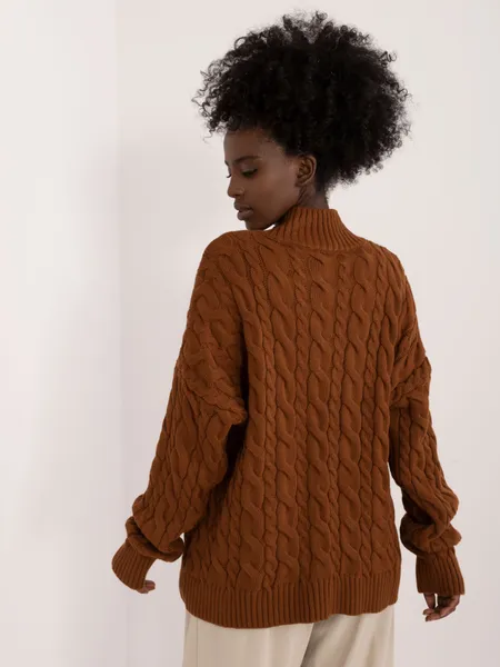 Women's Brown Cable Sweater