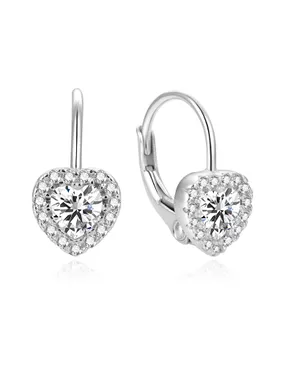 Delicate silver earrings in the shape of hearts AGUC2591DL