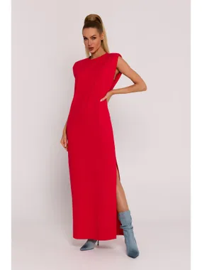 M790 Maxi dress with shoulder pads - red