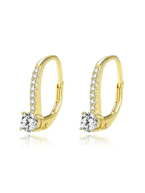 Gentle gold-plated earrings with zircons AGUC1955-GOLD