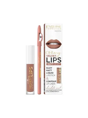 oh! My Velvet Lips Liquid Matt Lip Kit set matte liquid lipstick 4.5ml + lip liner 1pc 14 Choco Truffle