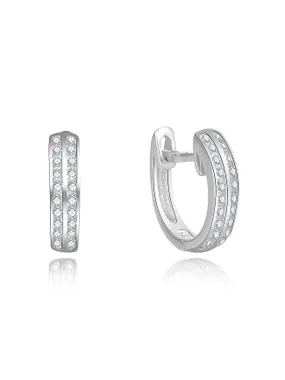 Playful silver earrings with clear zircons AGUC2697-W