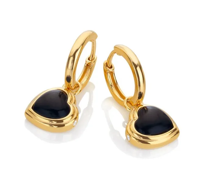 Jac Jossa Soul Gold Plated Diamond and Onyx Dangle Earrings DE789