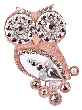 Small owl old-pink brooch