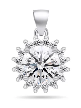 Sparkling silver pendant with clear zircons PT97W