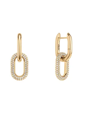 Luxury gold-plated earrings 2 in 1 Crystal Link DW00400594