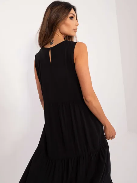 Women's black dress with ruffles