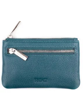 Leather mini wallet-key ring 7291 A blue