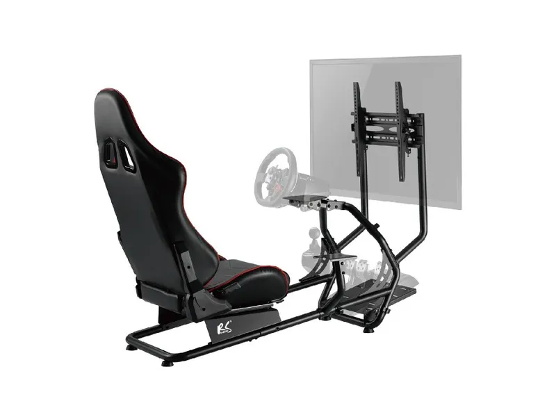 Stand with seat for racing steering wheel