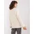 Ecru women's turtleneck sweater with cables.