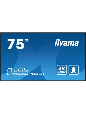 iiyama LH7575UHS-B1AG apzīmējumu displejs Digitālo signālu plakans panelis 190,5 cm (75 collas) LCD Wi-Fi 500 cd/m² 4K Ultra HD melns Iebūvēts procesors Android 11 24/7