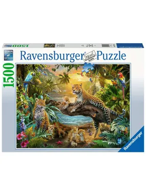 Puzzle leopard family in the jungle