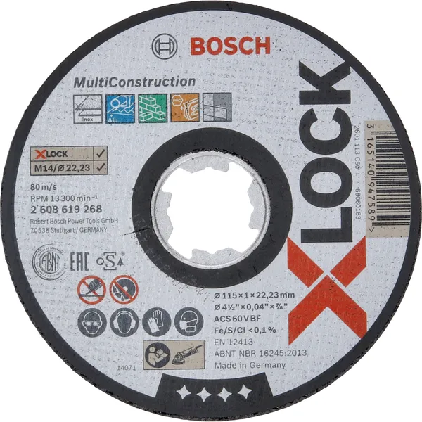 Cutting disc X-LOCK Rapido Multi Material 115mm straight