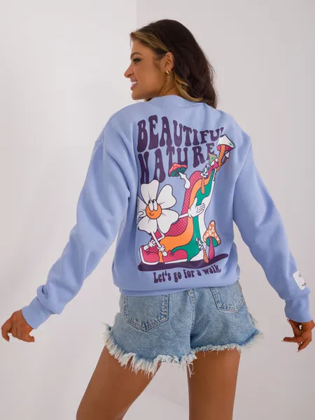 Women's light blue sweatshirt with print