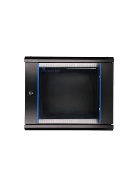 Wall cabinet rack 9U 600x450 black glass door