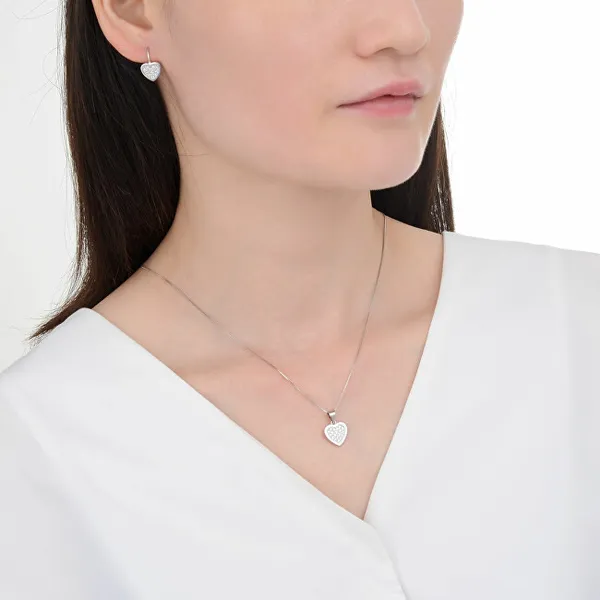 Romantic Silver Jewelry Set Heart S0000272 (pendant, earrings)