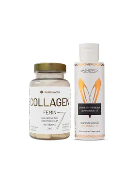 Collagen Femin 90 Capsules + Sandalwood Massage Oil 100 ml