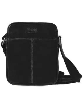 Men's leather crossbody bag 7018 Black