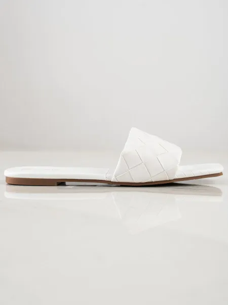 White slippers made of eco leather