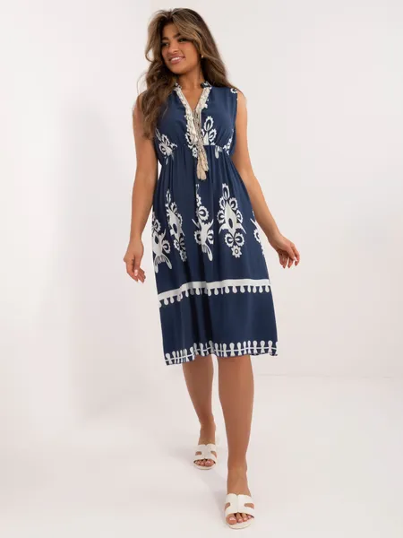 Women's navy blue dress with print