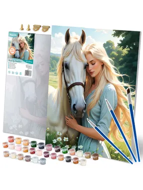 Painting image by numbers 40x50 cm Massido Portrait of a woman with a horse