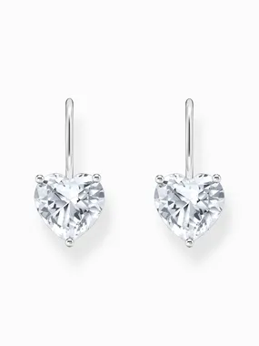 Thomas Sabo H2288-051-14 Silver dangle earrings w. white cubic zirconia heart