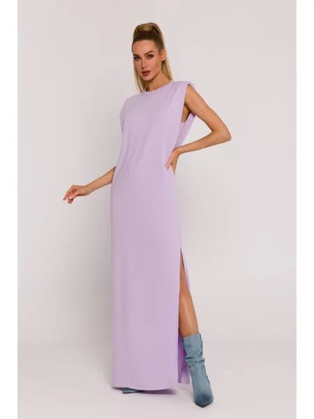 M790 Maxi dress with shoulder pads - violet