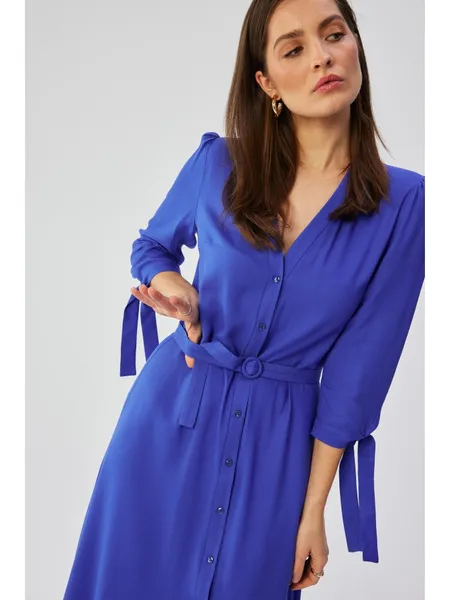 S365 Midi dress with tied cuffs - blue