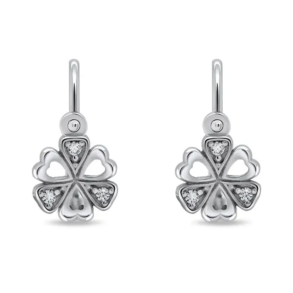 Sparkling Silver Flower Earrings for Girls EA189W