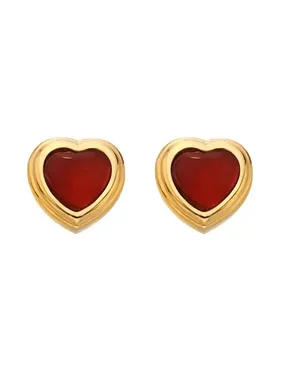 Heart Gold Plated Earrings with Diamonds and Agates Gemstones DE796